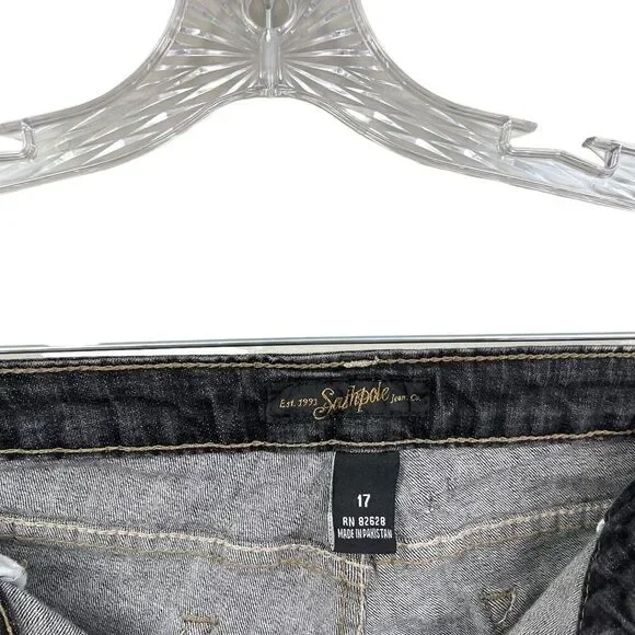 South Pole Jeans Stretch Tapered Leg Rhinestone Pockets Zip Fly Black Women 17* - Picture 4 of 6